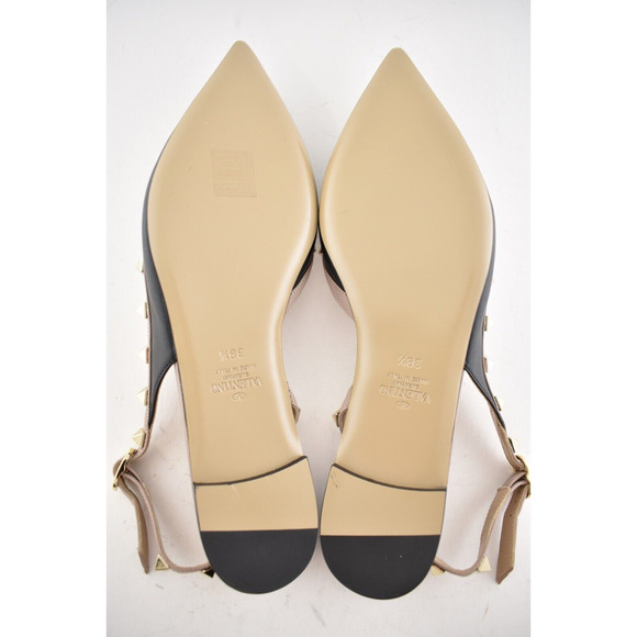 Valentino Rockstud Black Nude Stud Pointed Slingback Ballet Ballerina Flat 38.5 - Picture 12 of 12